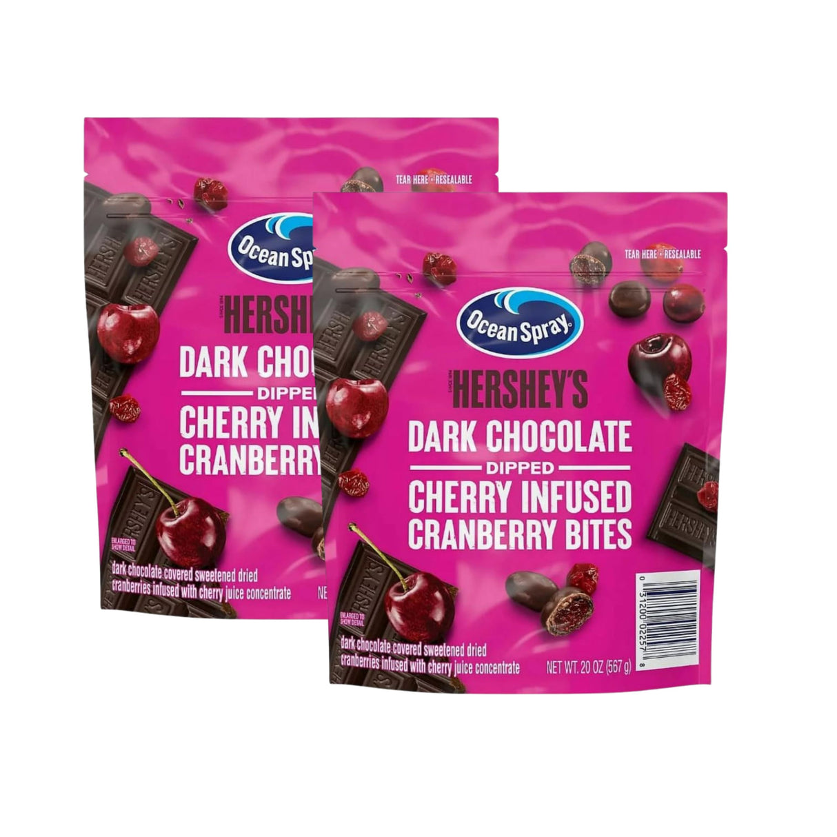 Ocean Spray Hershey's Dark Chocolate Dipped Cherry Infused Cranberries, 20 oz