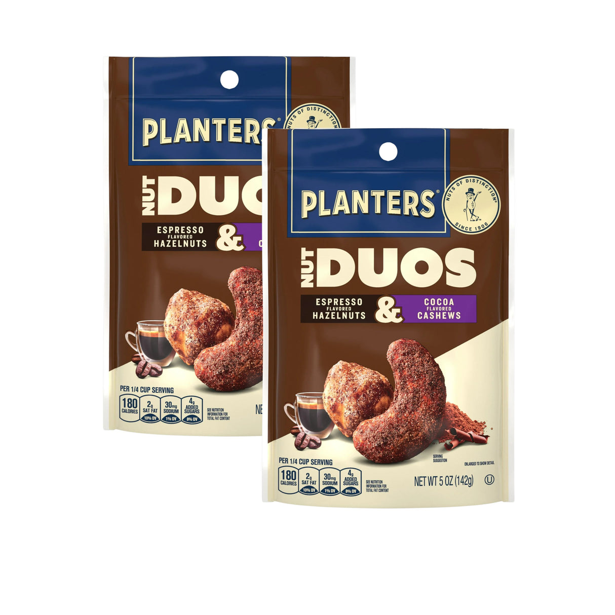 Planters Nut Duos Cocoa Cashews & Expresso Hazelnut 5 oz