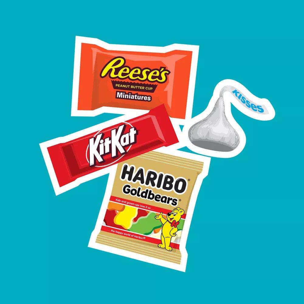 Reese's, Kit Kat, Hershey's Kisses & Haribo Goldbears Miniature Size Candy – Variety Pack – 31.41 oz