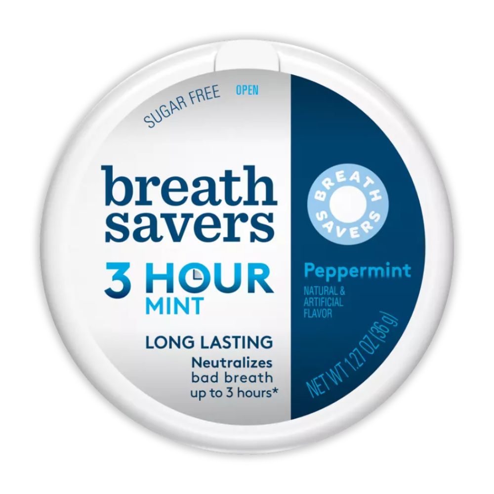 Breath Savers 3 Hour Mint Sugar Free Peppermint, 1.27 oz Tins