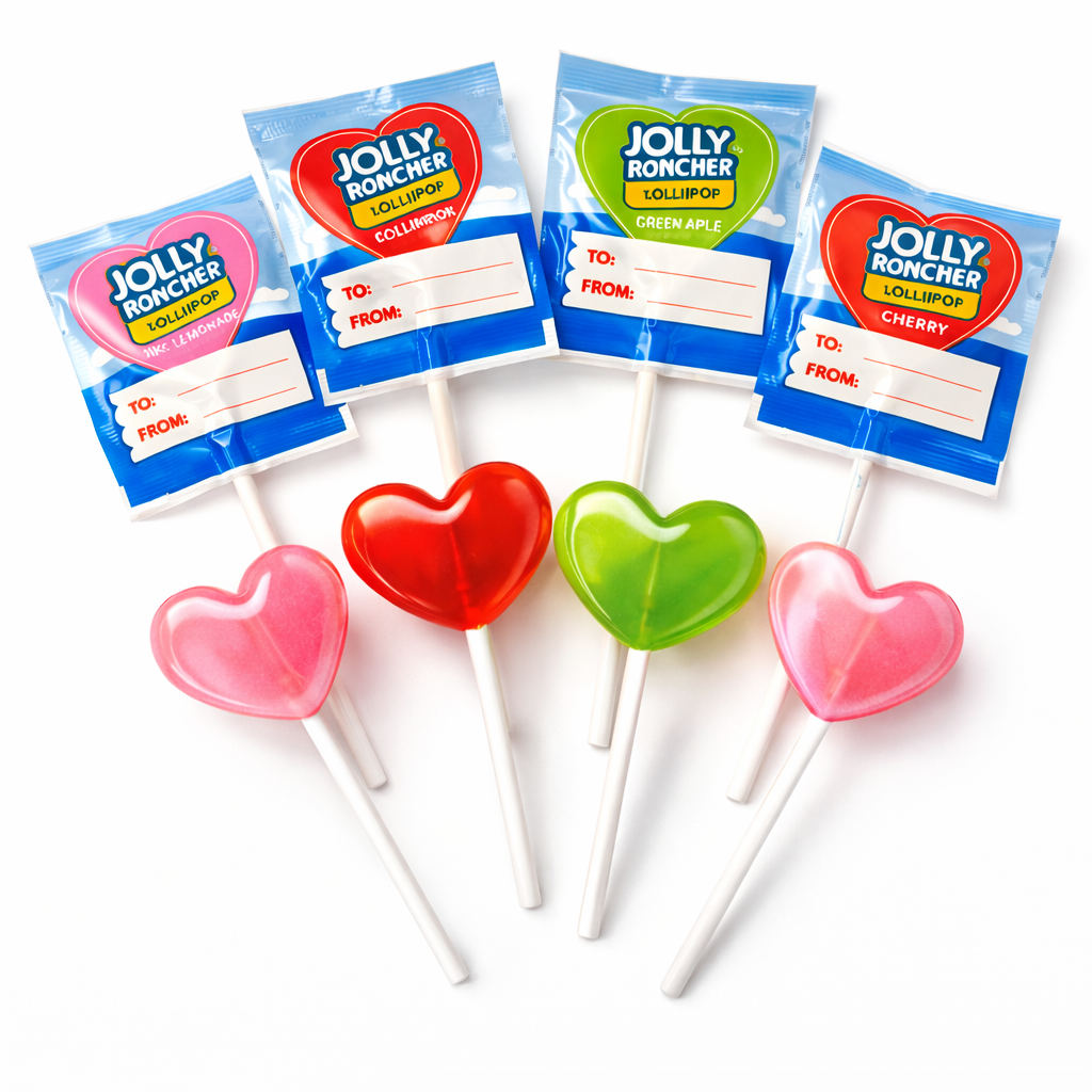 Jolly Rancher Hearts Shaped Lollipops – Assorted Flavors – Valentine's Day Edition – Bulk Value Bag