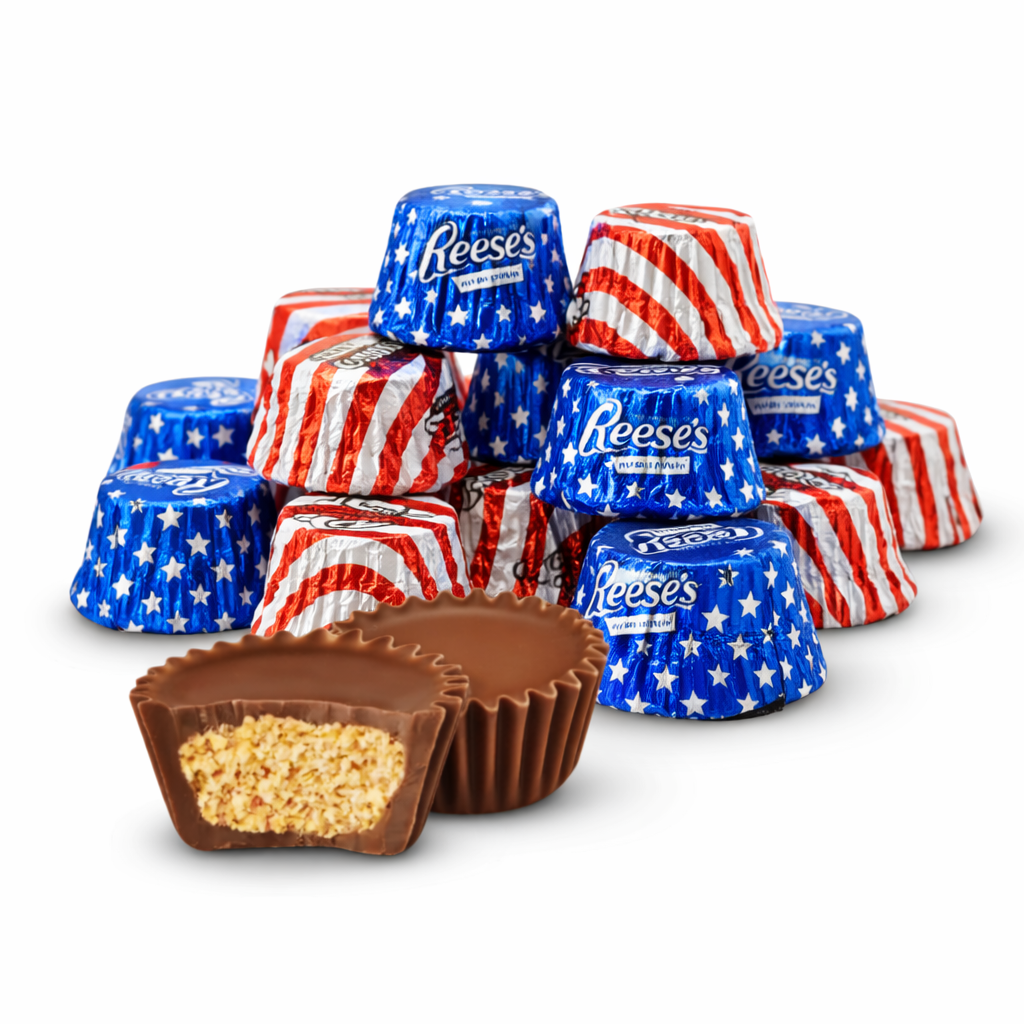 Reese's Miniature Cups Milk Chocolate & Peanut Butter – Patriotic Foils – Bulk Value Bag