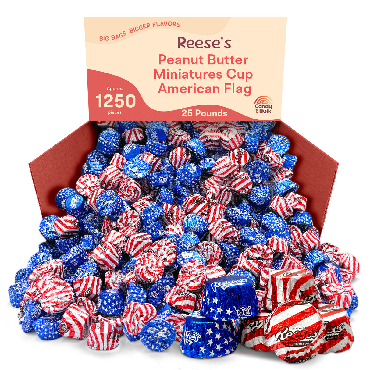 Reese's Miniature Cups Milk Chocolate & Peanut Butter – Patriotic Foils, Bulk Value Pack