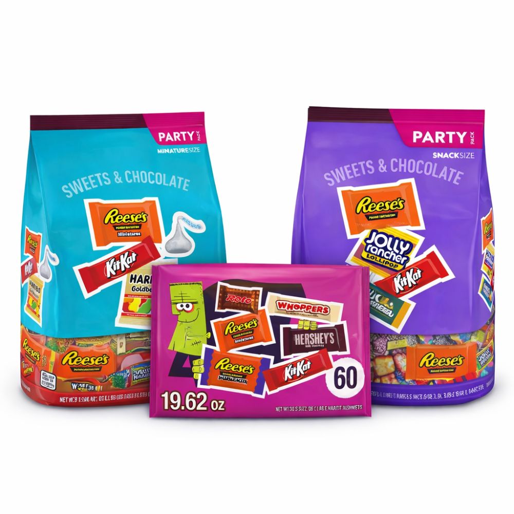 Hershey's Party Pack Chocolate & Candy Assortment Bundle – Snack Size & Miniatures – 3 Pack Set