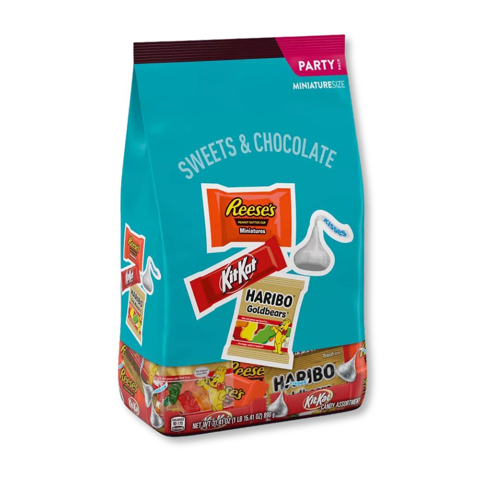 Reese's, Kit Kat, Hershey's Kisses & Haribo Goldbears Miniature Size Candy – Variety Pack – 31.41 oz