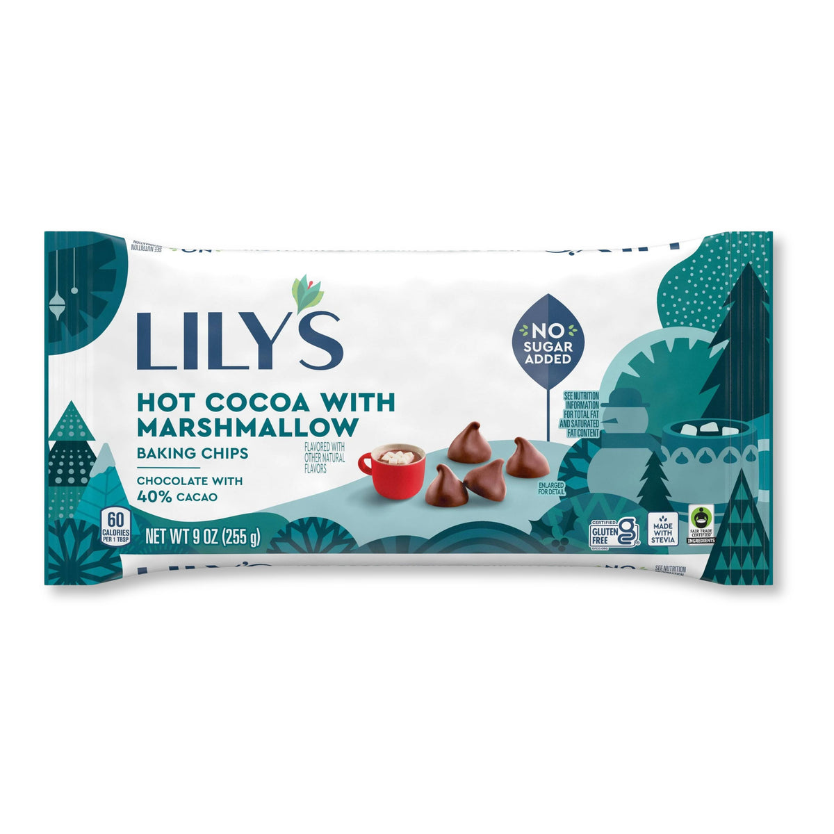 LILY’s Hot Cocoa with Marshmallow Baking Chips – No Sugar Added – 9 oz