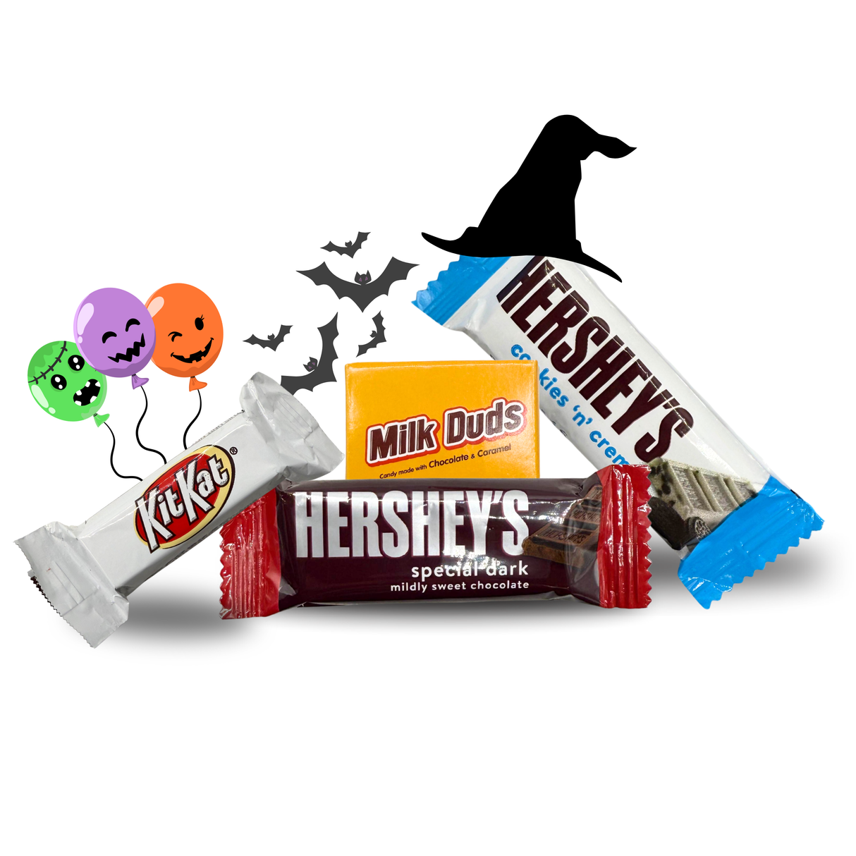 Halloween Mix1: Hershey's snack size (Cookies & Cream, Special Dark), kitKat white Chocolate, Milk Duds