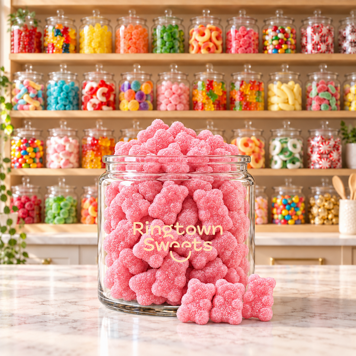 Ringtown Sweets Pink Sour Bears Tutti-Fruity Flavor Candy
