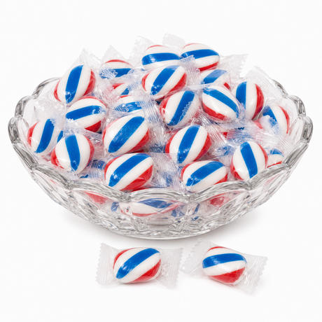Atkinson's Red, White & Blue Mint Twist Candy – Individually Wrapped – Bulk Value Bag