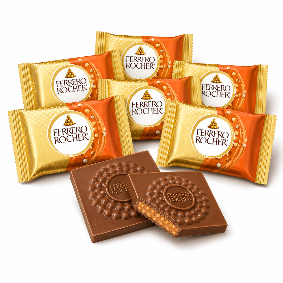 Ferrero Rocher Caramel Hazelnut chocolate Squares – Individually wrapped – Bulk Value Bag