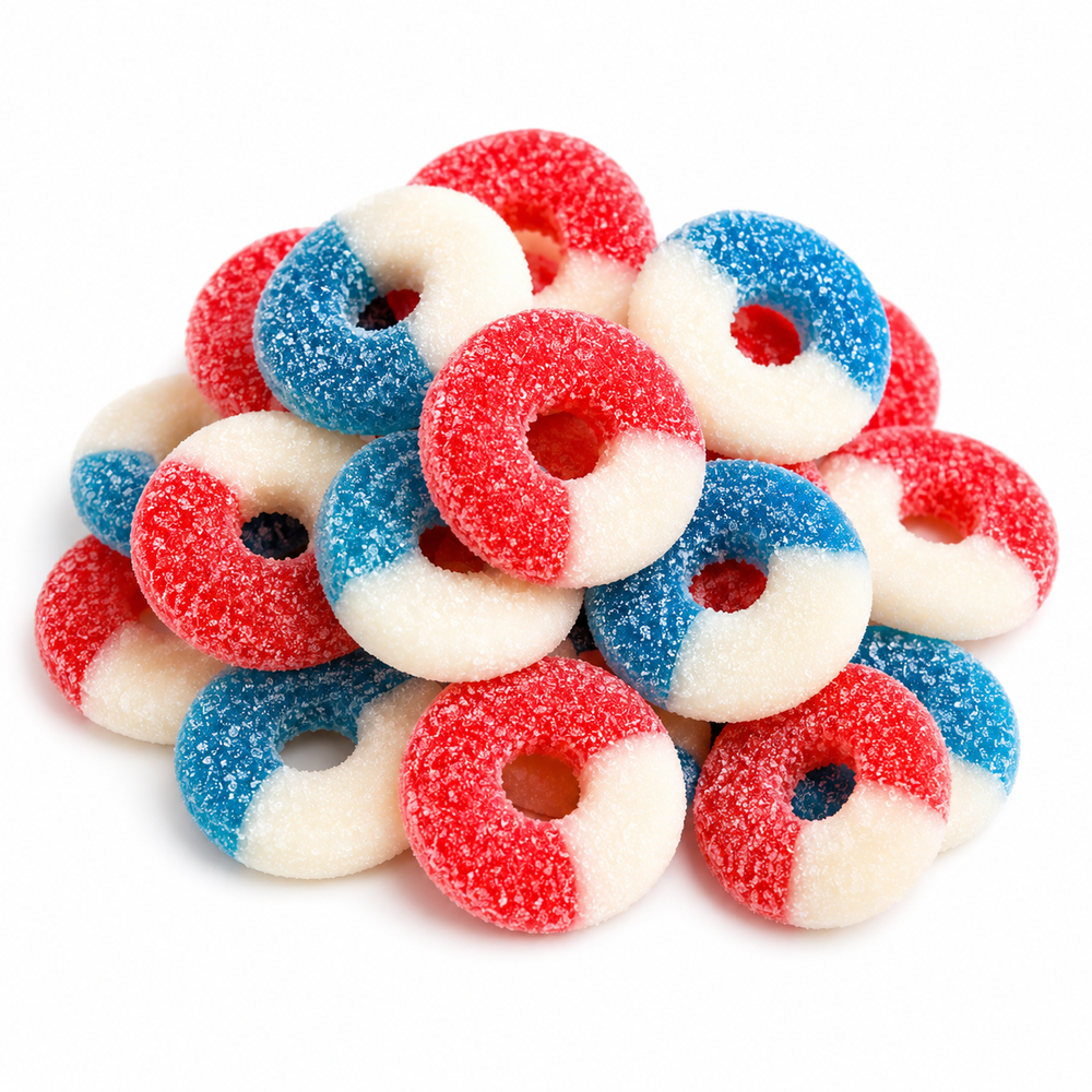 Albanese Gummi – Freedom Rings – Red White Blue – 4.5 lb