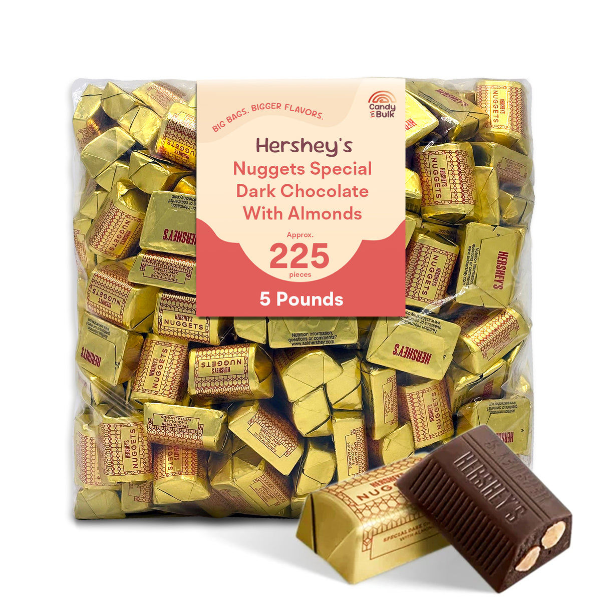 Hershey's Nuggets Special Dark Mildly Sweet Chocolate with Almonds – Bulk Value Bag