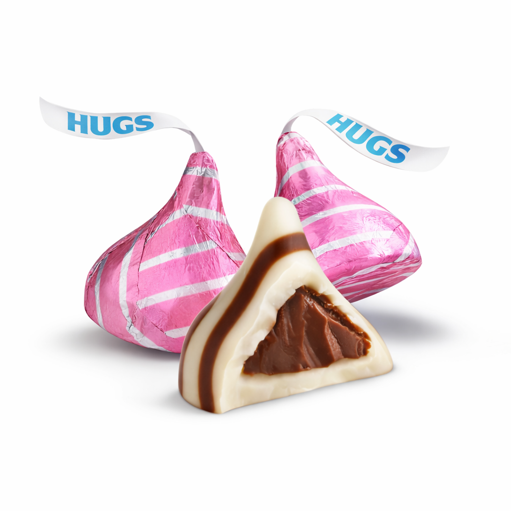Hershey’s Hugs Milk Chocolate with White Creme – Pink Valentine’s Edition – Bulk Value Bag