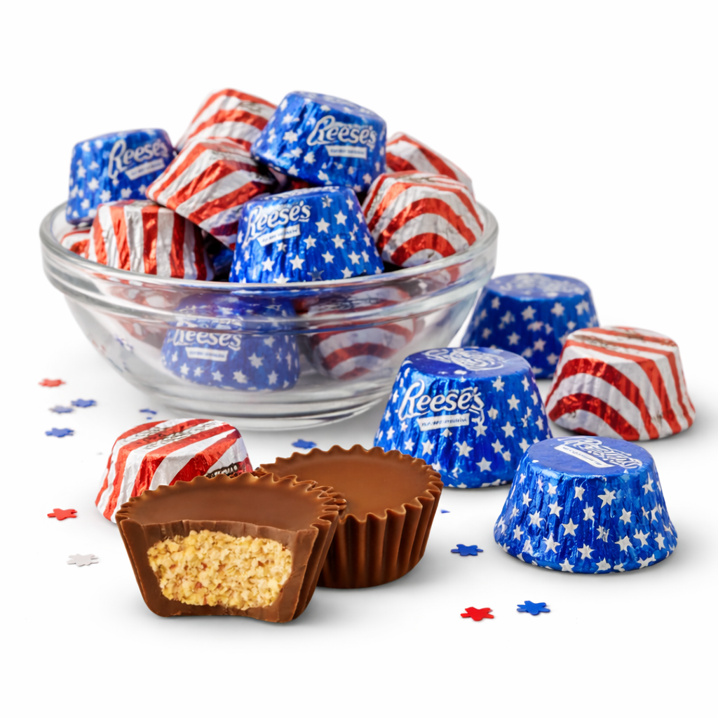 Reese's Miniature Cups Milk Chocolate & Peanut Butter – Patriotic Foils – Bulk Value Bag