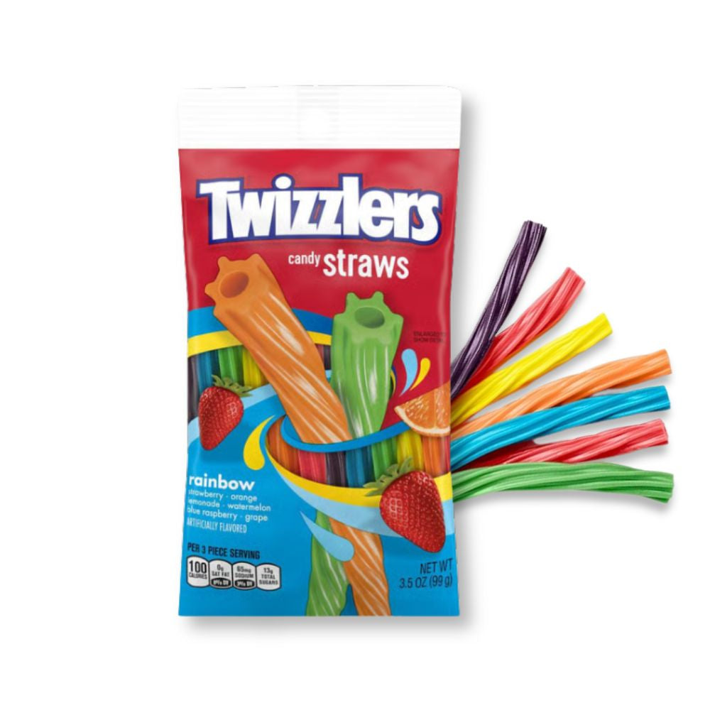 Twizzlers Candy Straws Licorice Style Chewy Candy – Rainbow – 3.5 oz Bags