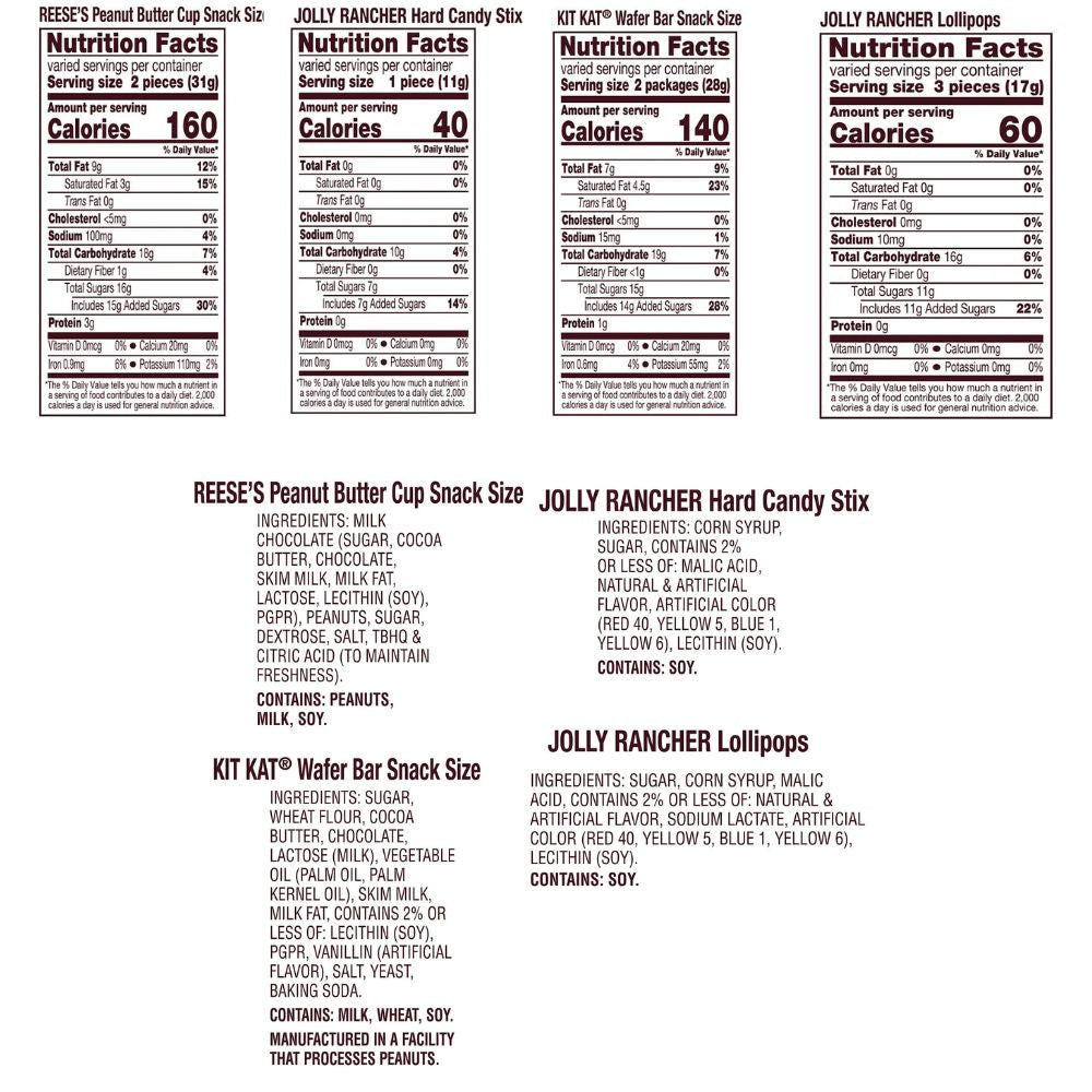Reese's, Kit Kat & Jolly Rancher Snack Size Candy – Party Pack – 30.54 oz