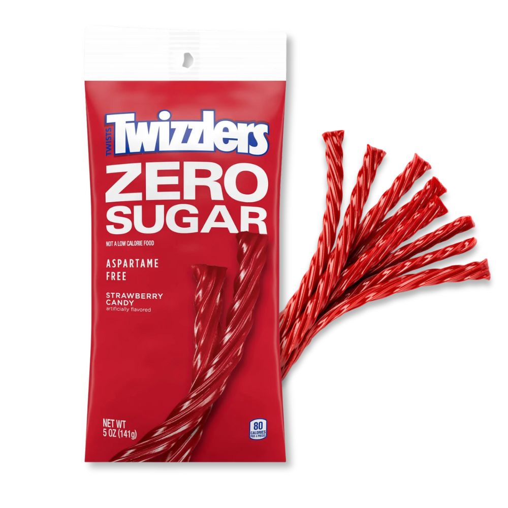 Twizzlers Zero Sugar Twists, Strawberry Flavored Candy, 5 oz