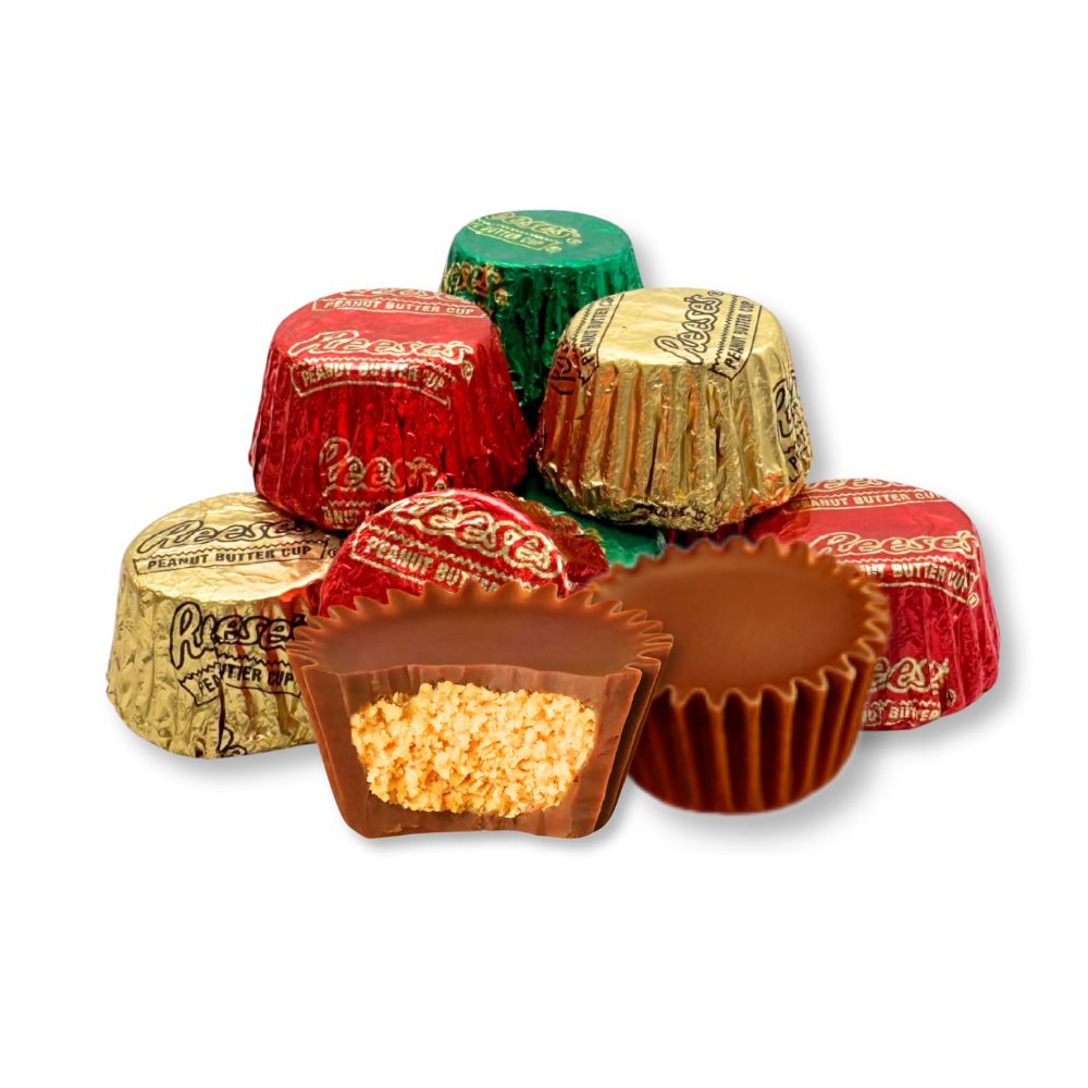 Reese's Miniature Cups Milk Chocolate & Peanut Butter – Christmas Foils, Bulk Value Pack