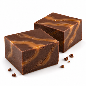 Dark Chocolate Sea Salt Caramel Fudge Squares